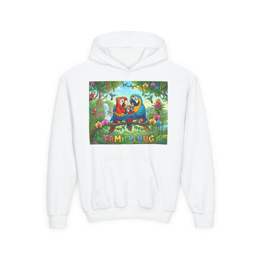 Family Hug Macaw Youth Heavy Blend Hooded Sweatshirt