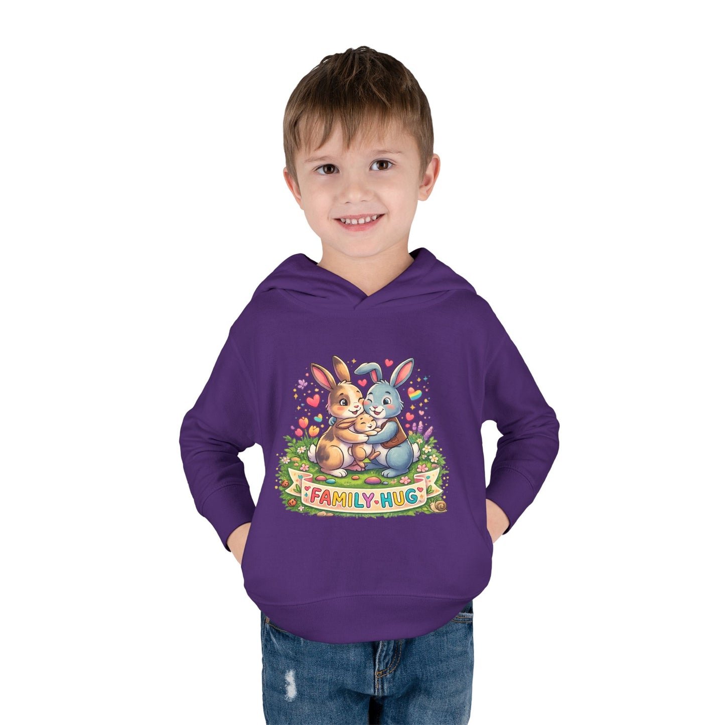 Family Hug Bunny Toddler Pullover Fleece Hoodie