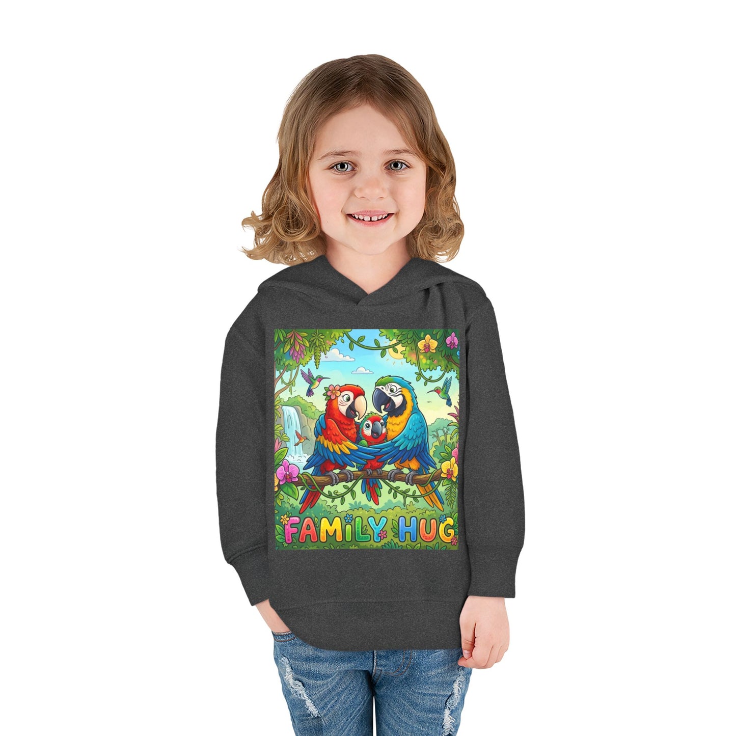 Family Hug Macaw Toddler Pullover Fleece Hoodie