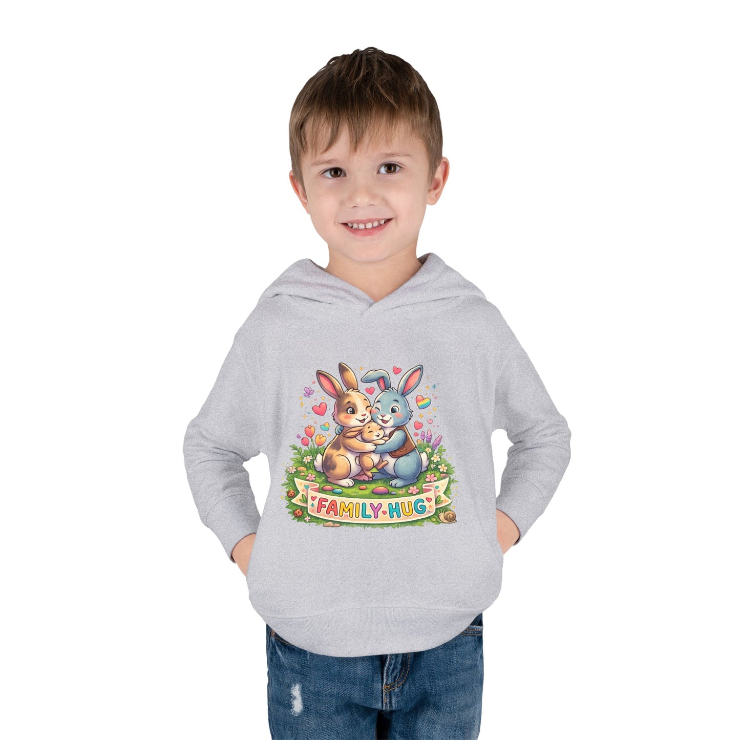 Family Hug Bunny Toddler Pullover Fleece Hoodie
