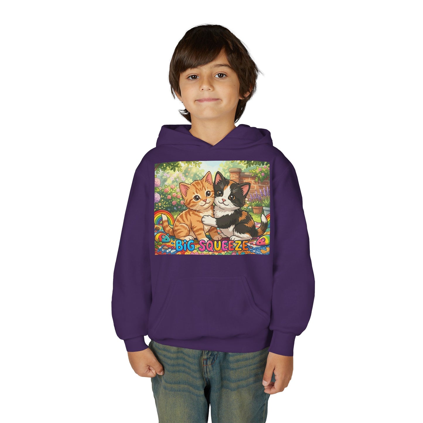 Big Squeeze Kitten Youth Heavy Blend Hooded Sweatshirt