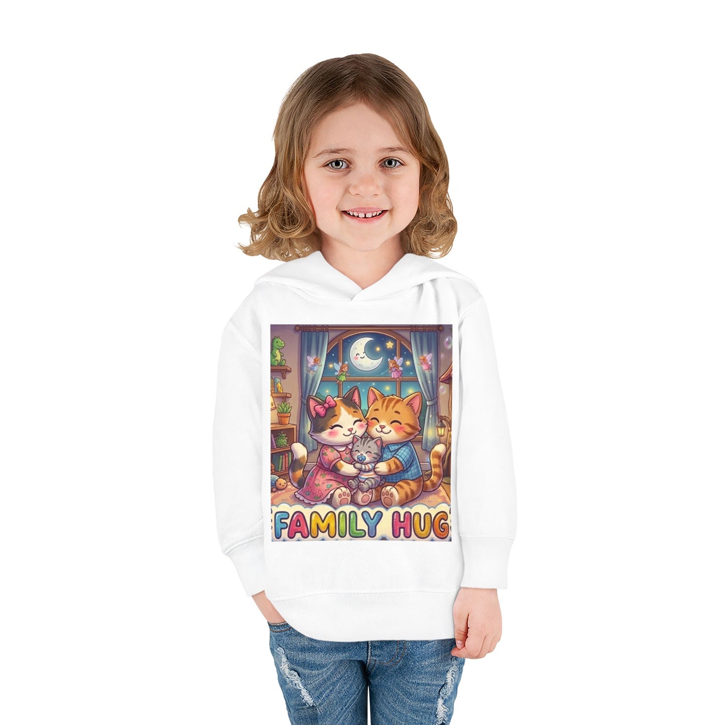 Family Hug Kitten Toddler Pullover Fleece Hoodie