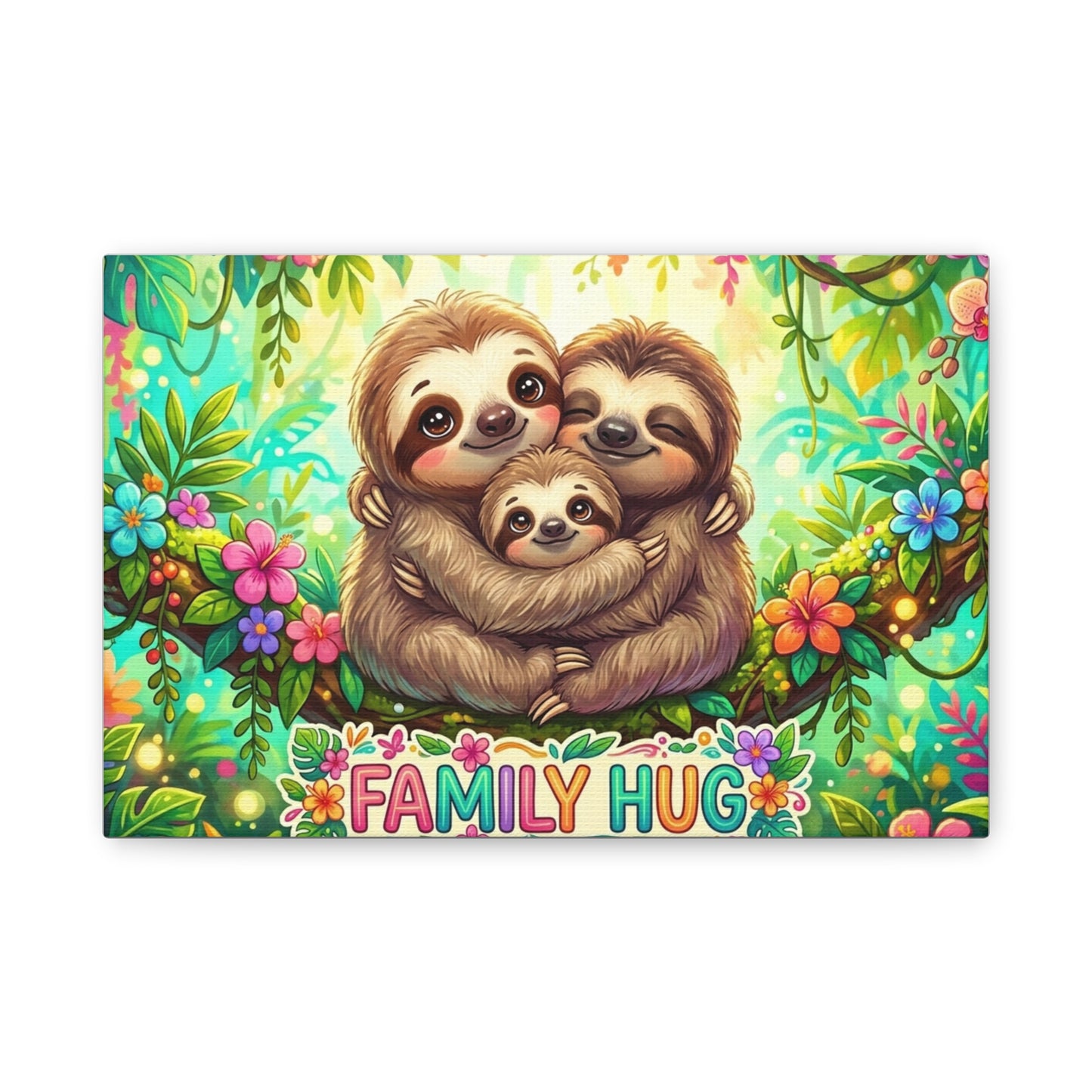 Family Hug Sloth Classic Canvas