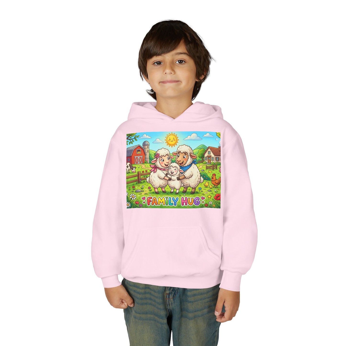 Family Hug Lamb Youth Heavy Blend Hooded Sweatshirt