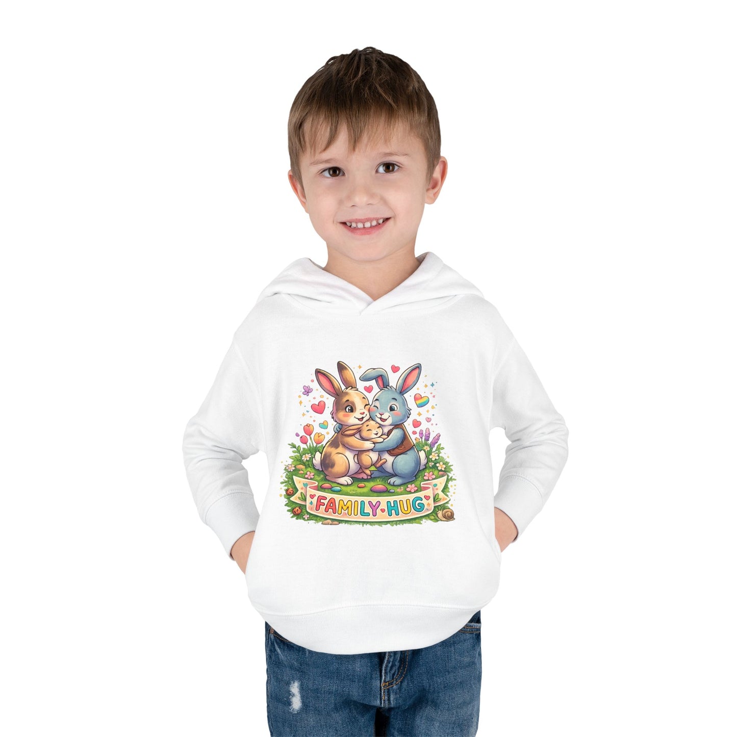 Family Hug Bunny Toddler Pullover Fleece Hoodie