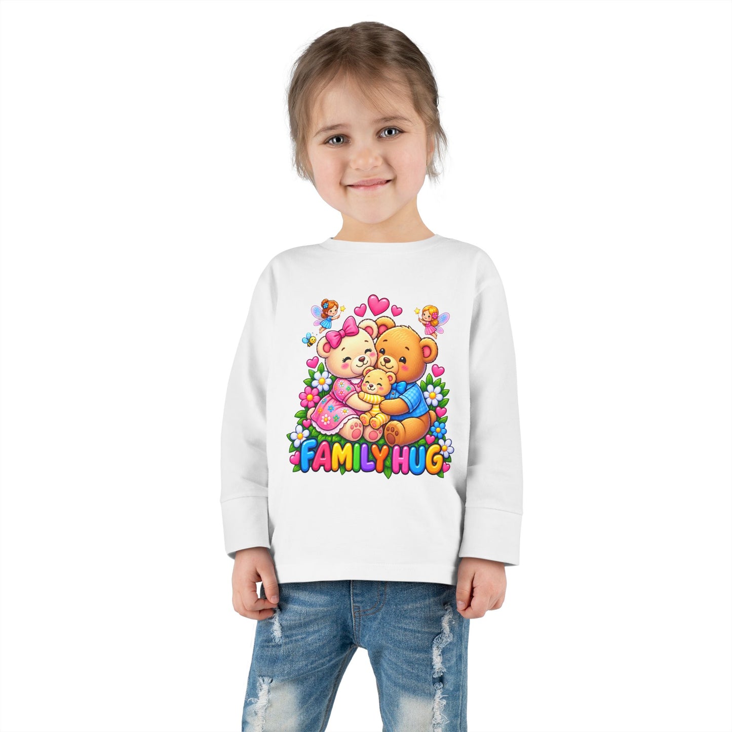 Family Hug Teddy Toddler Long Sleeve Tee