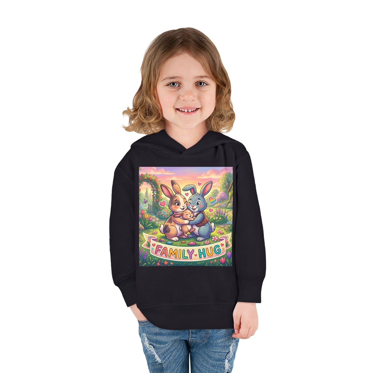 Family Hug Bunny Toddler Pullover Fleece Hoodie