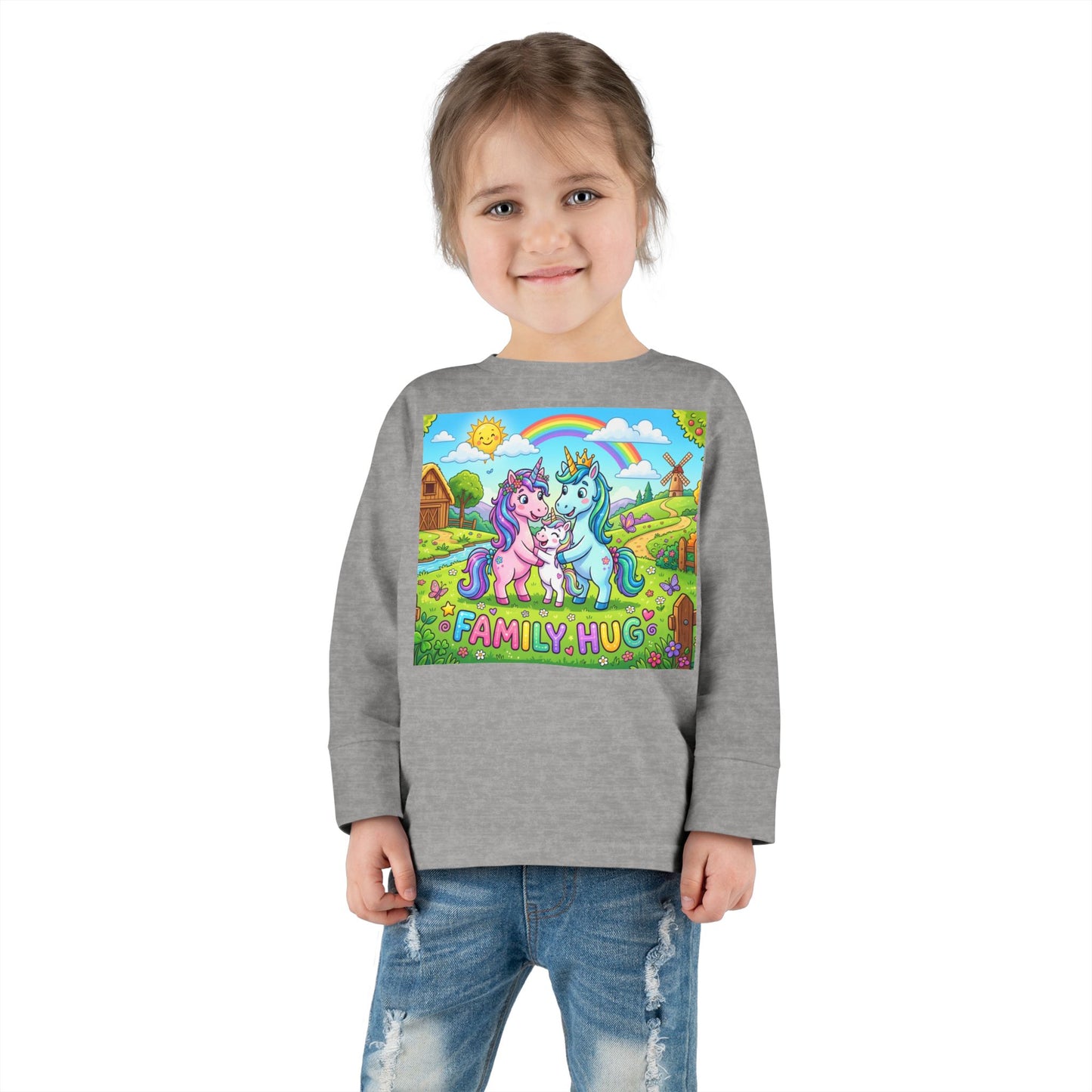 Family Hug Unicorn Toddler Long Sleeve Tee