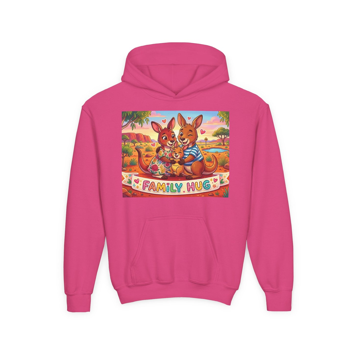Family Hug Kangaroo Youth Heavy Blend Hooded Sweatshirt