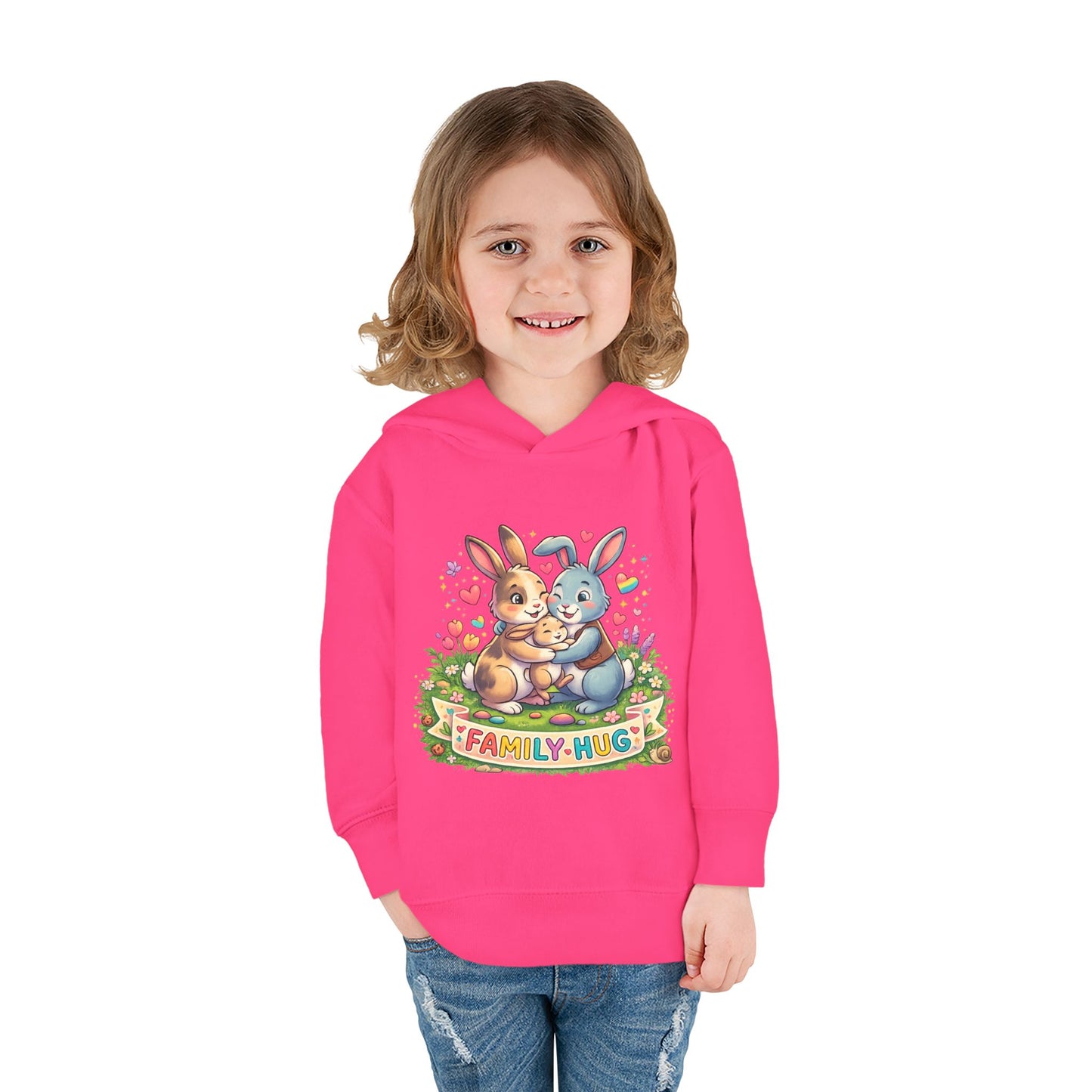 Family Hug Bunny Toddler Pullover Fleece Hoodie