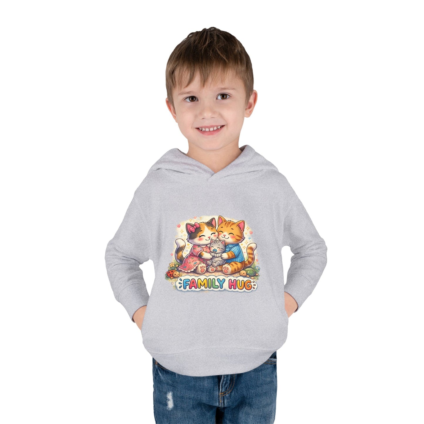 Family Hug Kitten Toddler Pullover Fleece Hoodie