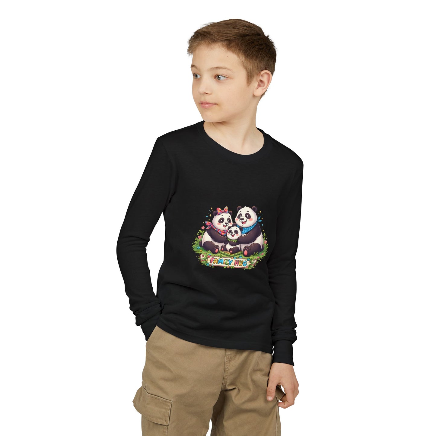 Family Hug Panda Youth Jersey Long Sleeve Tee