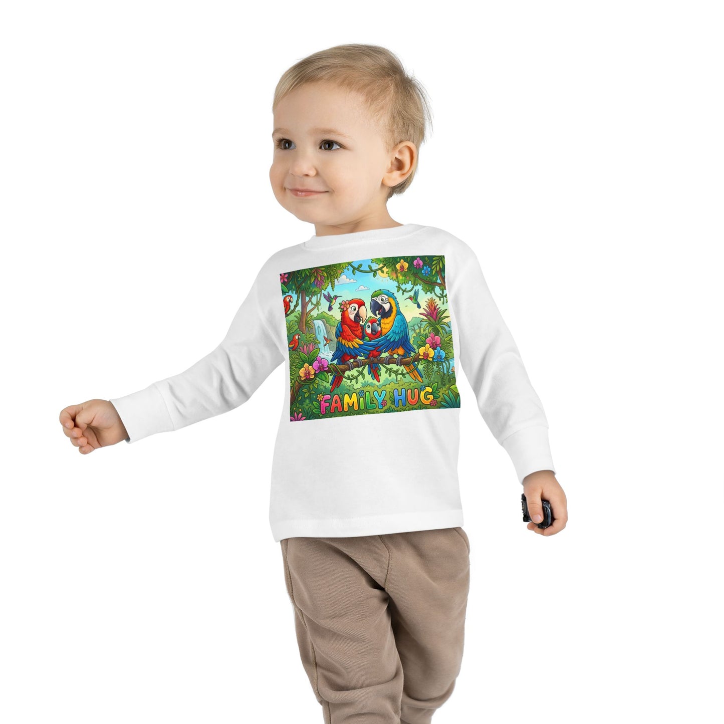 Family Hug Macaw Toddler Long Sleeve Tee