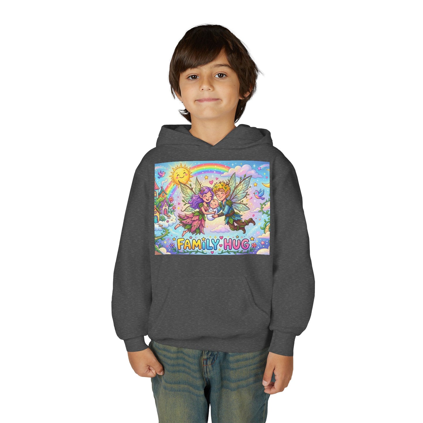 Family Hug Fairy Youth Heavy Blend Hooded Sweatshirt