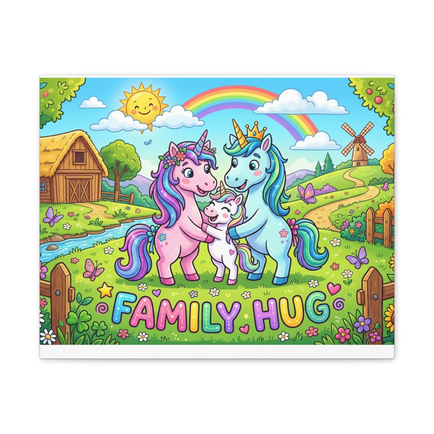 Family Hug Unicorn Classic Canvas