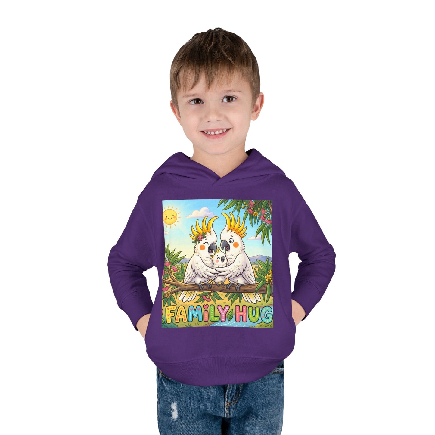Family Hug Cockatoo Toddler Pullover Fleece Hoodie