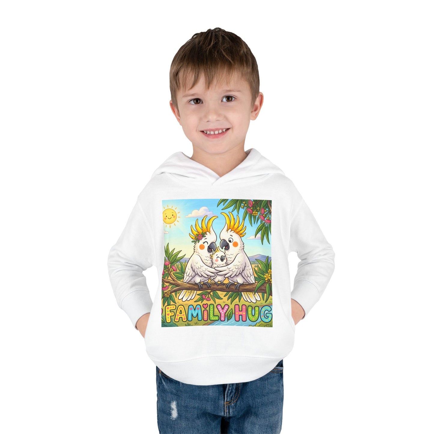 Family Hug Cockatoo Toddler Pullover Fleece Hoodie