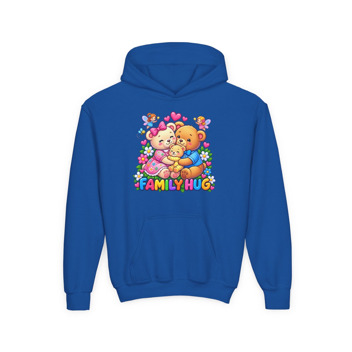 Family Hug Teddy Youth Heavy Blend Hooded Sweatshirt