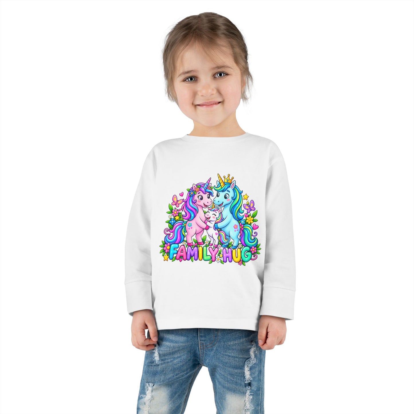 Family Hug Unicorn Toddler Long Sleeve Tee