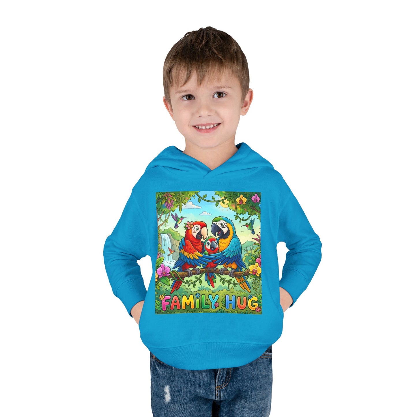 Family Hug Macaw Toddler Pullover Fleece Hoodie