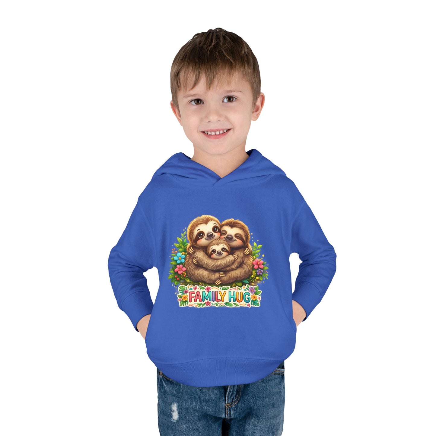 Family Hug Sloth Toddler Pullover Fleece Hoodie