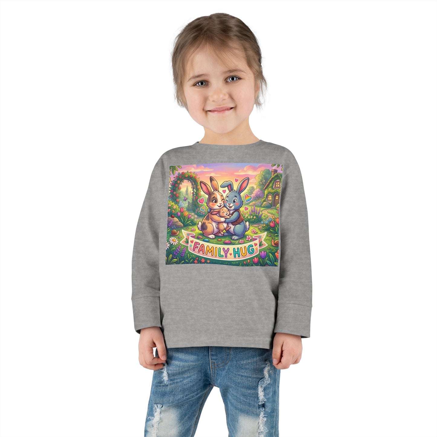 Family Hug Bunny Toddler Long Sleeve Tee