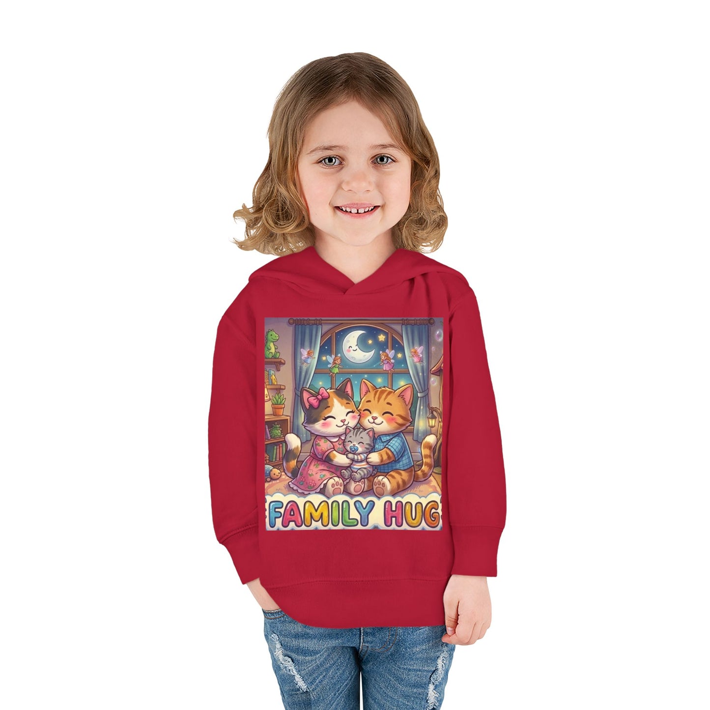 Family Hug Kitten Toddler Pullover Fleece Hoodie