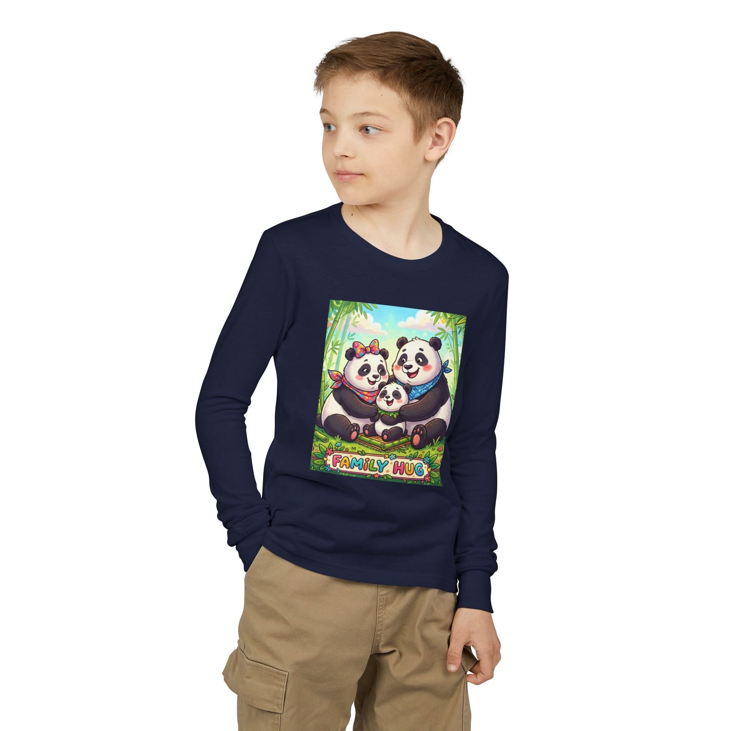 Family Hug Panda Youth Jersey Long Sleeve Tee