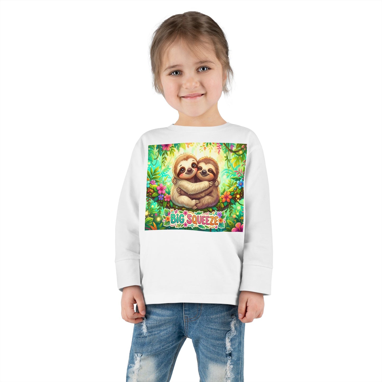 Big Squeeze Sloth Toddler Long Sleeve Tee