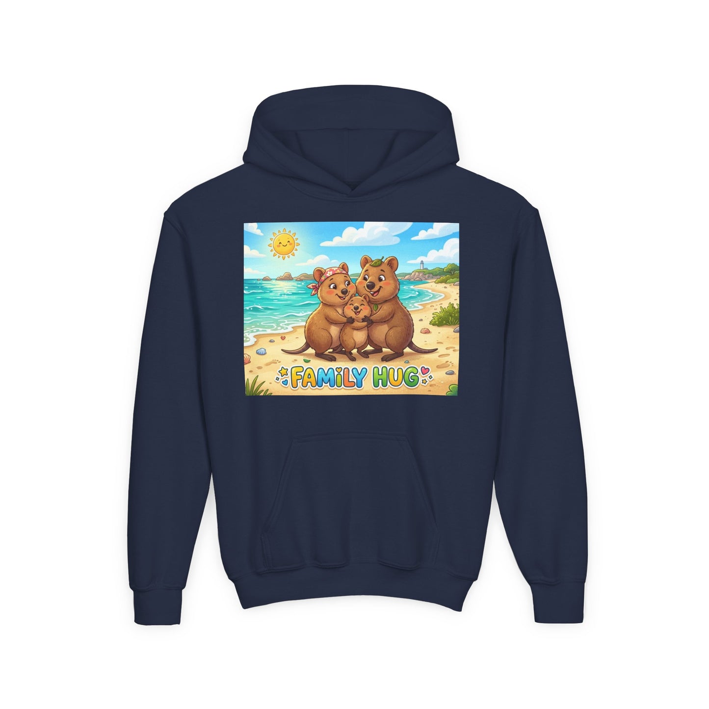 Family Hug Quokka Youth Heavy Blend Hooded Sweatshirt
