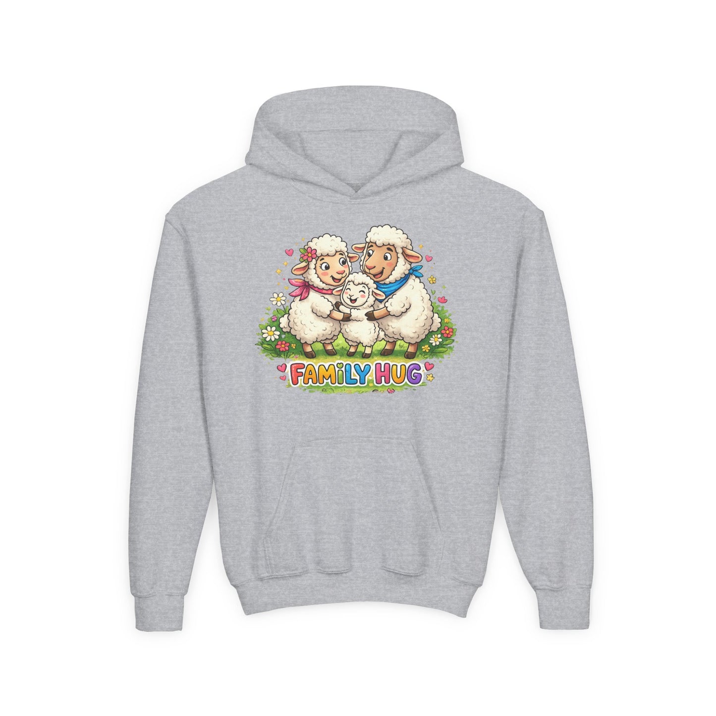 Family Hug Lamb Youth Heavy Blend Hooded Sweatshirt