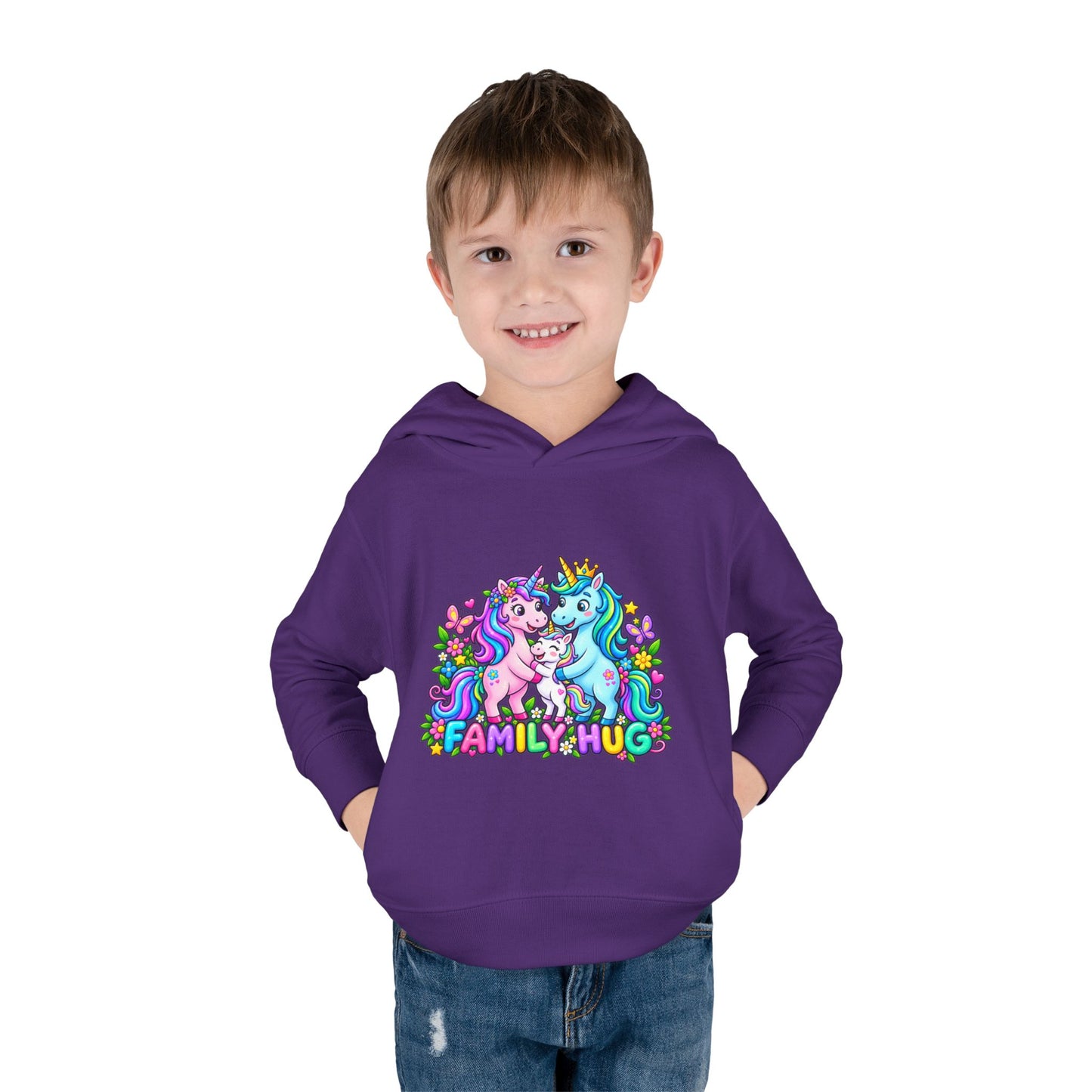 Family Hug Unicorn Toddler Pullover Fleece Hoodie