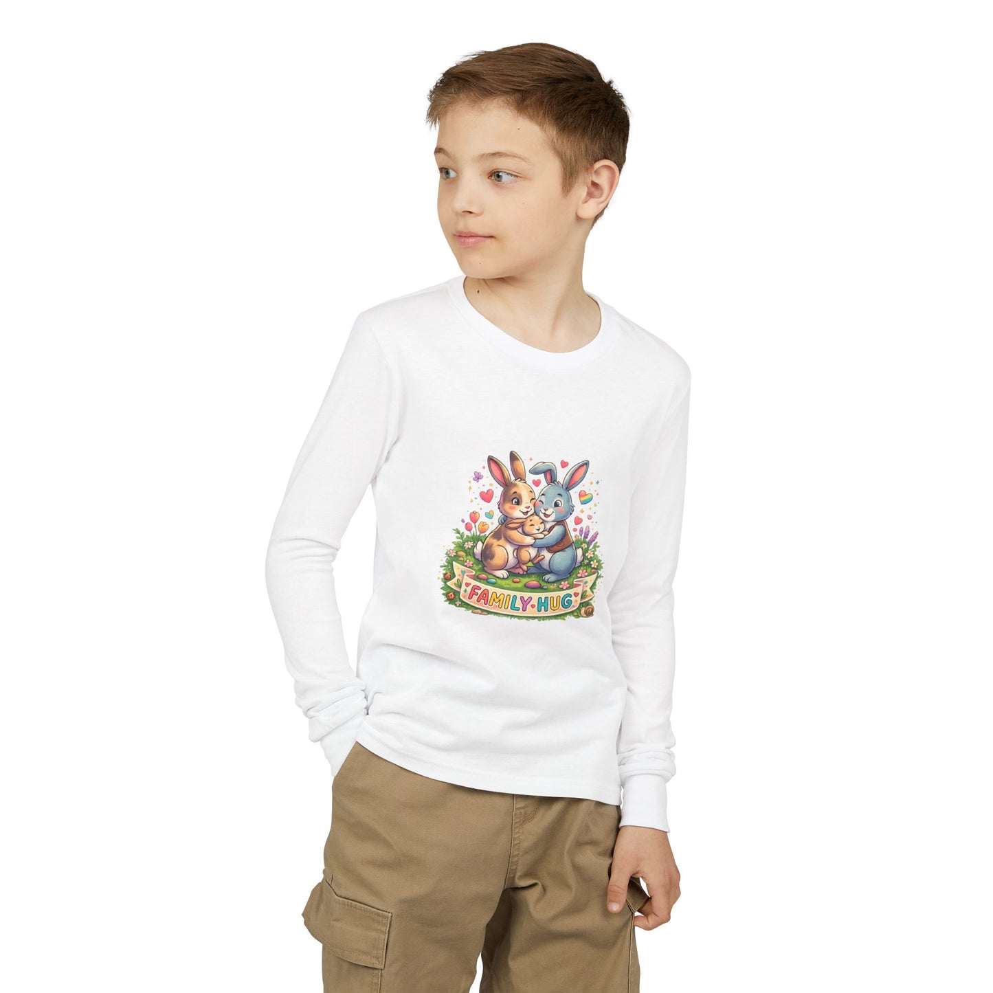 Family Hug Bunny Youth Jersey Long Sleeve Tee