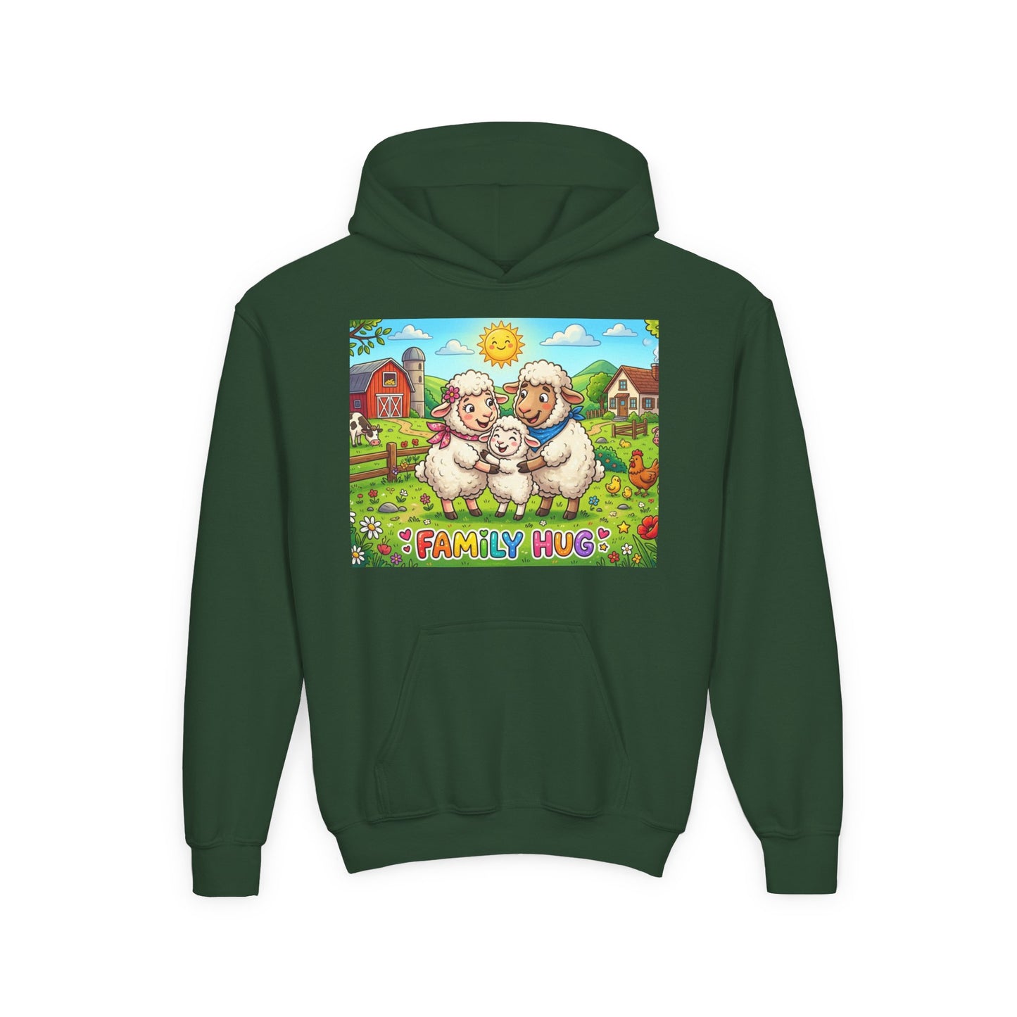 Family Hug Lamb Youth Heavy Blend Hooded Sweatshirt