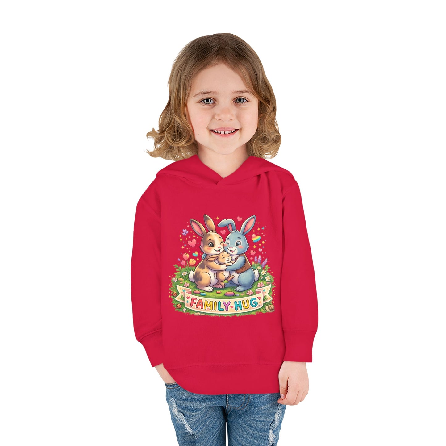 Family Hug Bunny Toddler Pullover Fleece Hoodie
