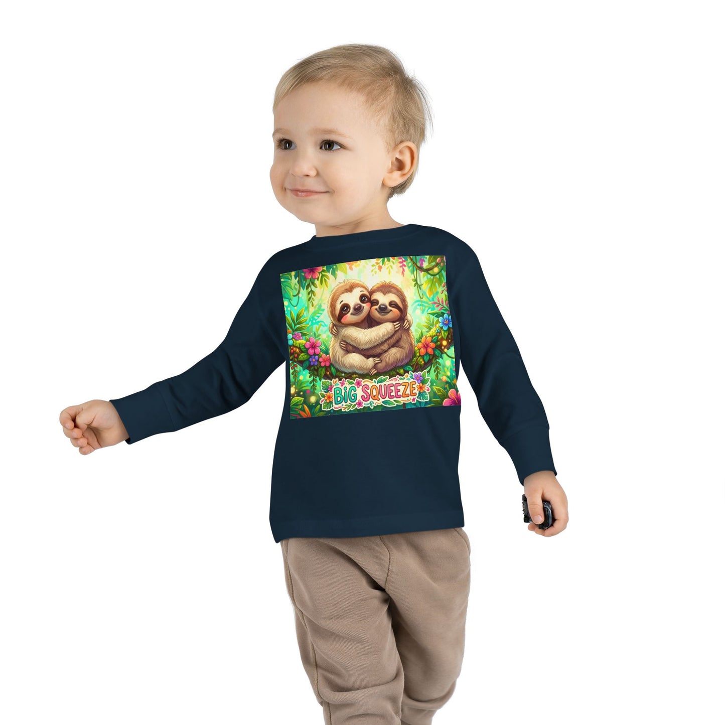 Big Squeeze Sloth Toddler Long Sleeve Tee