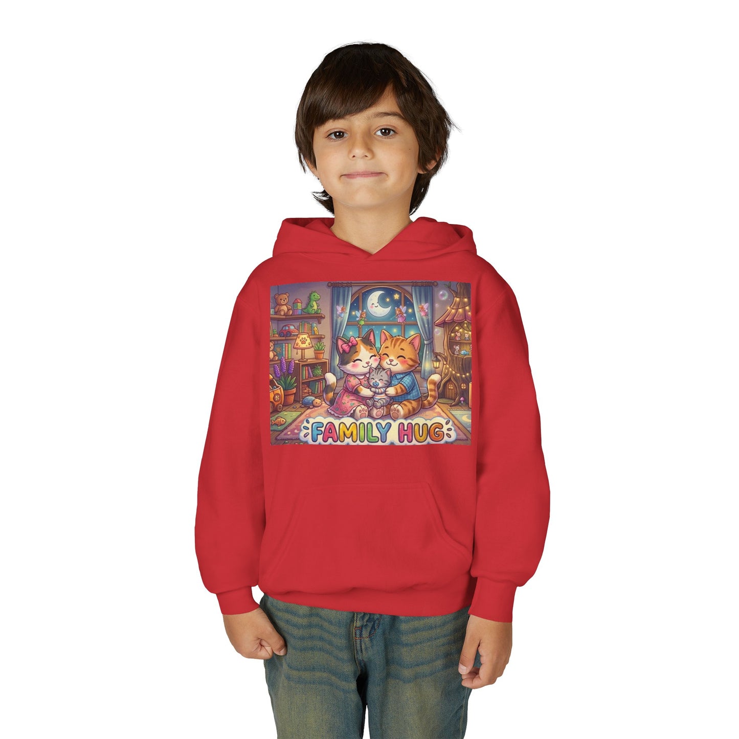 Family Hug Kitten Youth Heavy Blend Hooded Sweatshirt