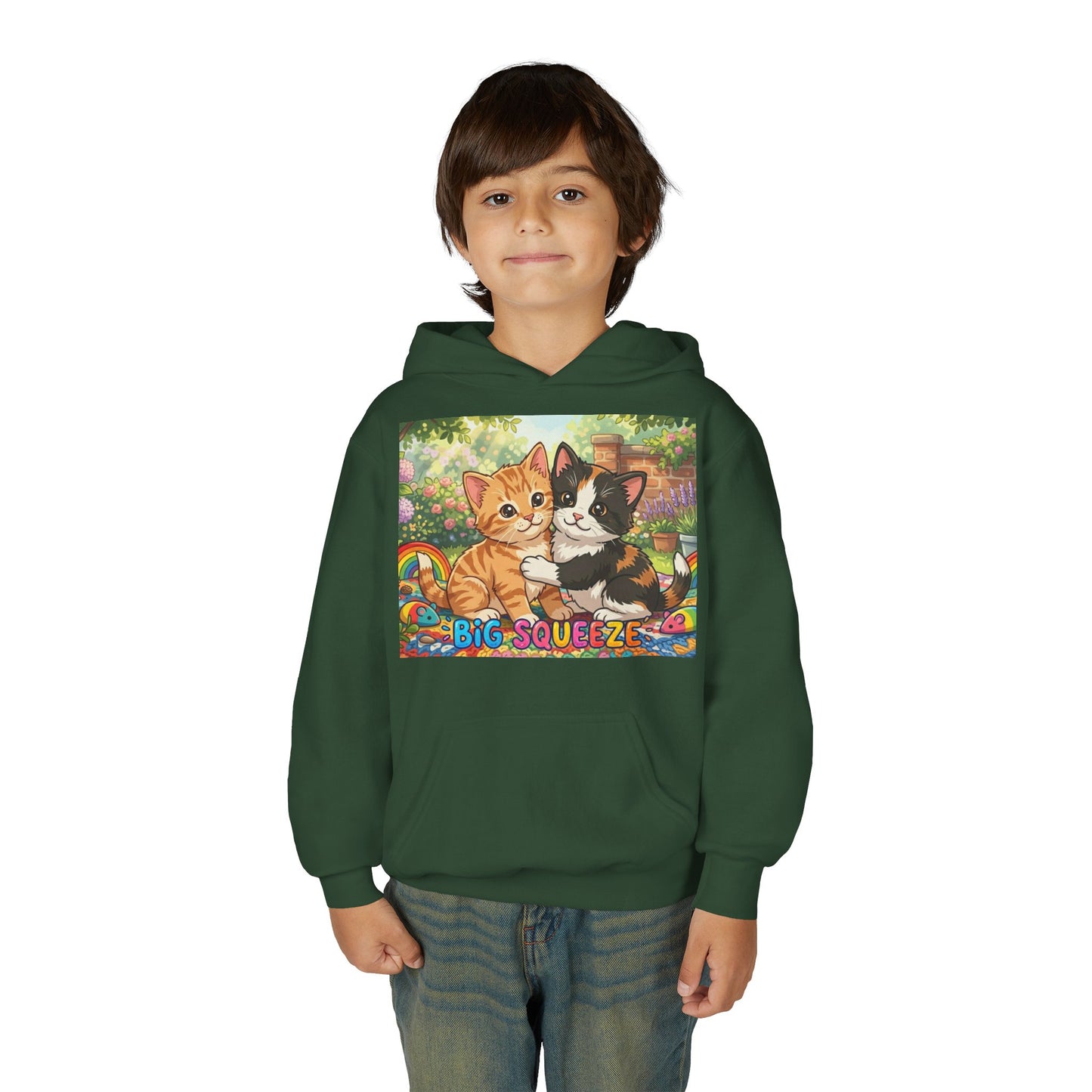Big Squeeze Kitten Youth Heavy Blend Hooded Sweatshirt
