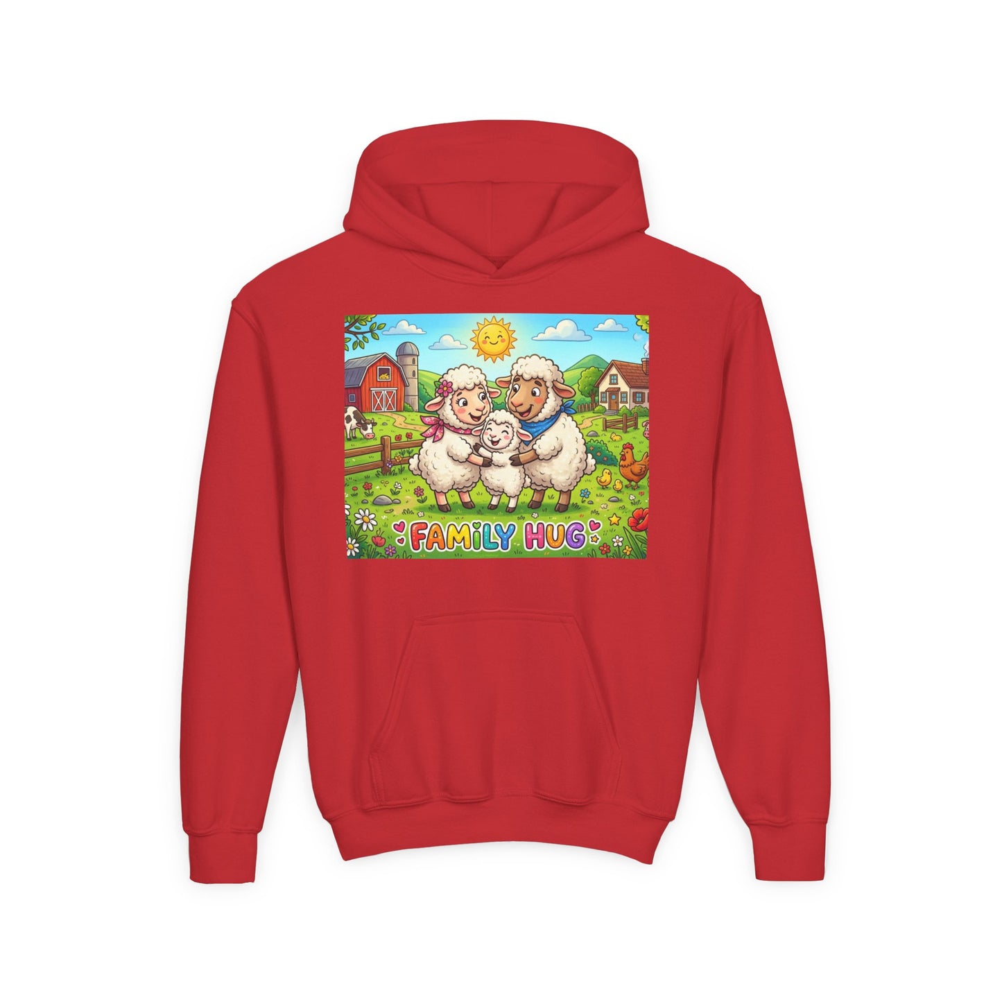Family Hug Lamb Youth Heavy Blend Hooded Sweatshirt