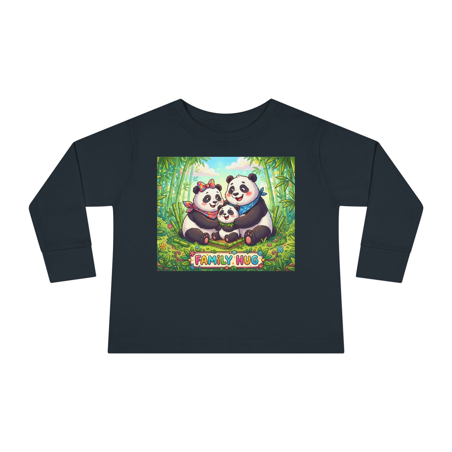 Family Hug Panda Toddler Long Sleeve Tee