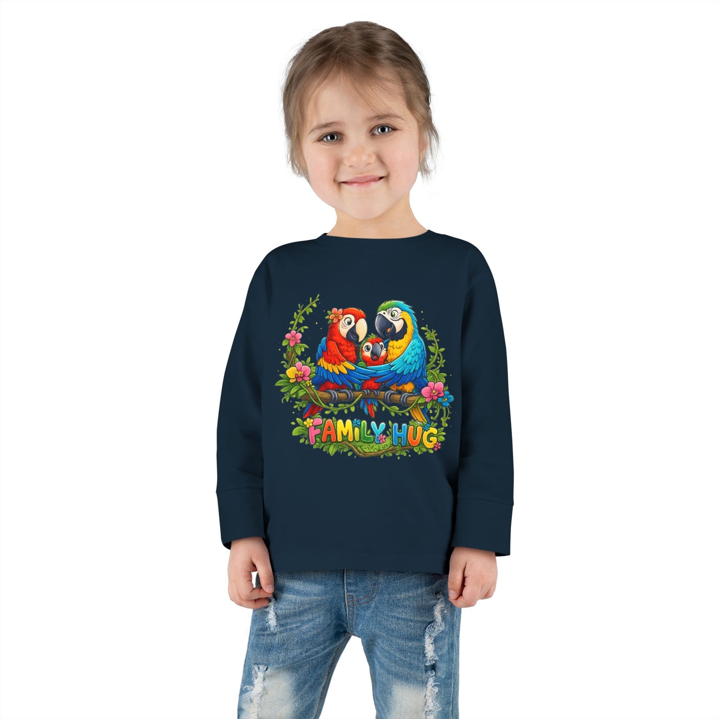 Family Hug Macaw Toddler Long Sleeve Tee