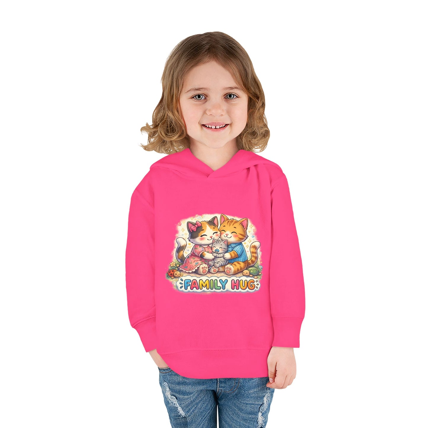 Family Hug Kitten Toddler Pullover Fleece Hoodie