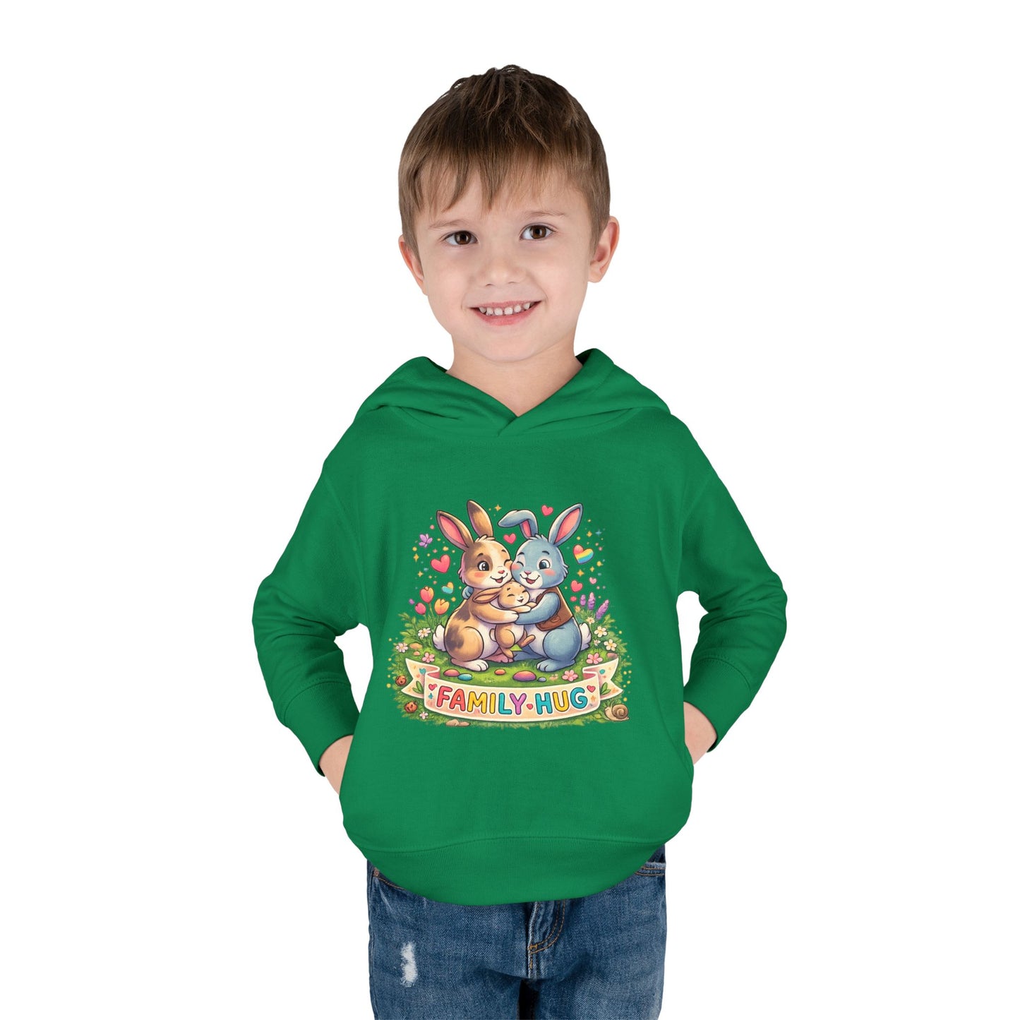 Family Hug Bunny Toddler Pullover Fleece Hoodie