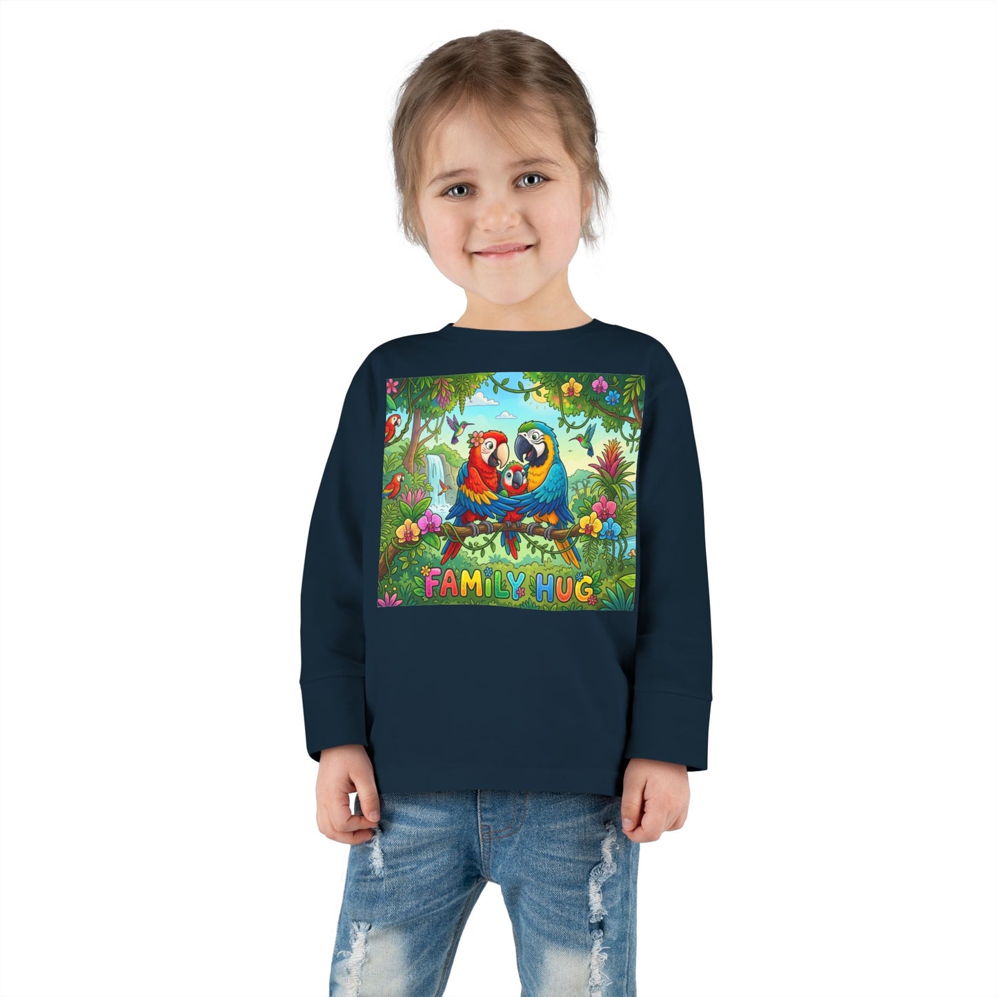 Family Hug Macaw Toddler Long Sleeve Tee