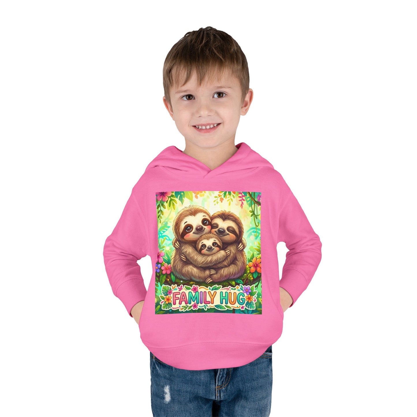 Family Hug Sloth Toddler Pullover Fleece Hoodie