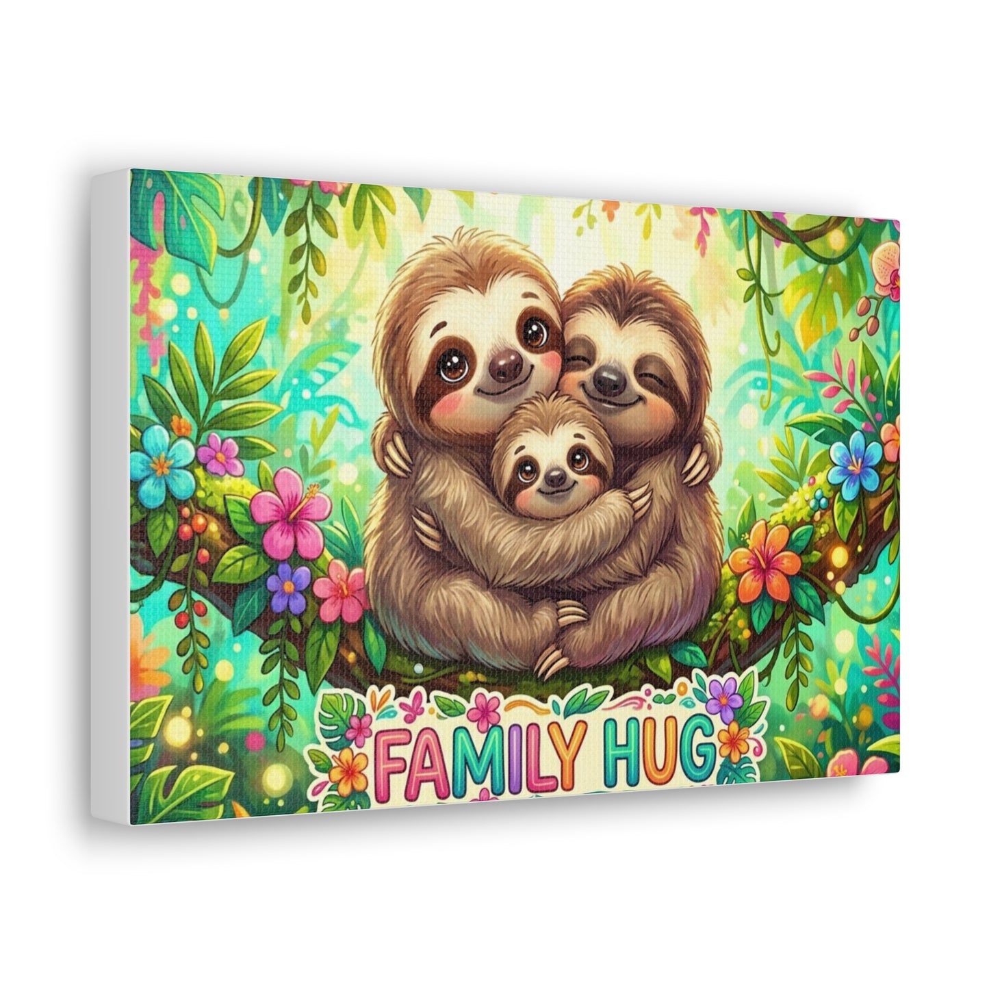 Family Hug Sloth Classic Canvas