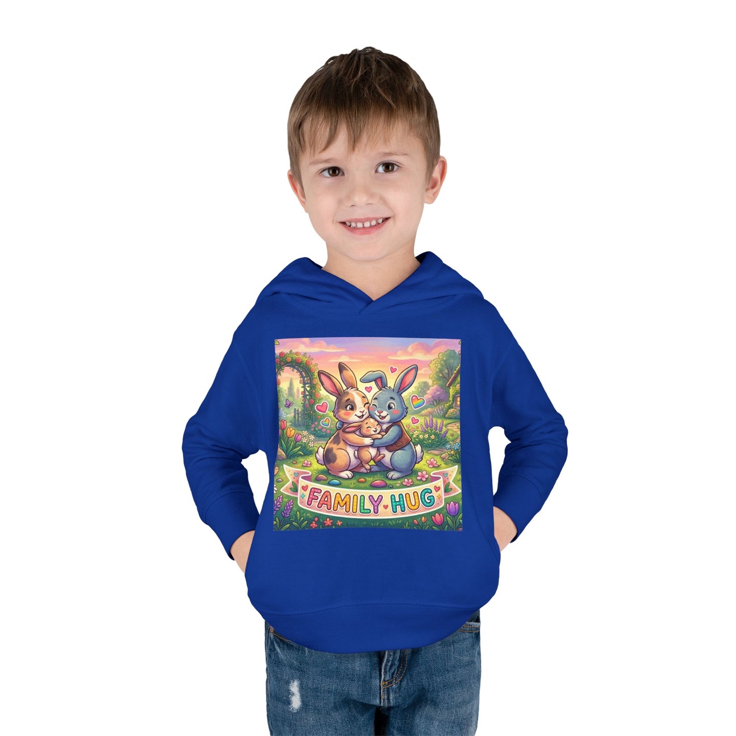 Family Hug Bunny Toddler Pullover Fleece Hoodie