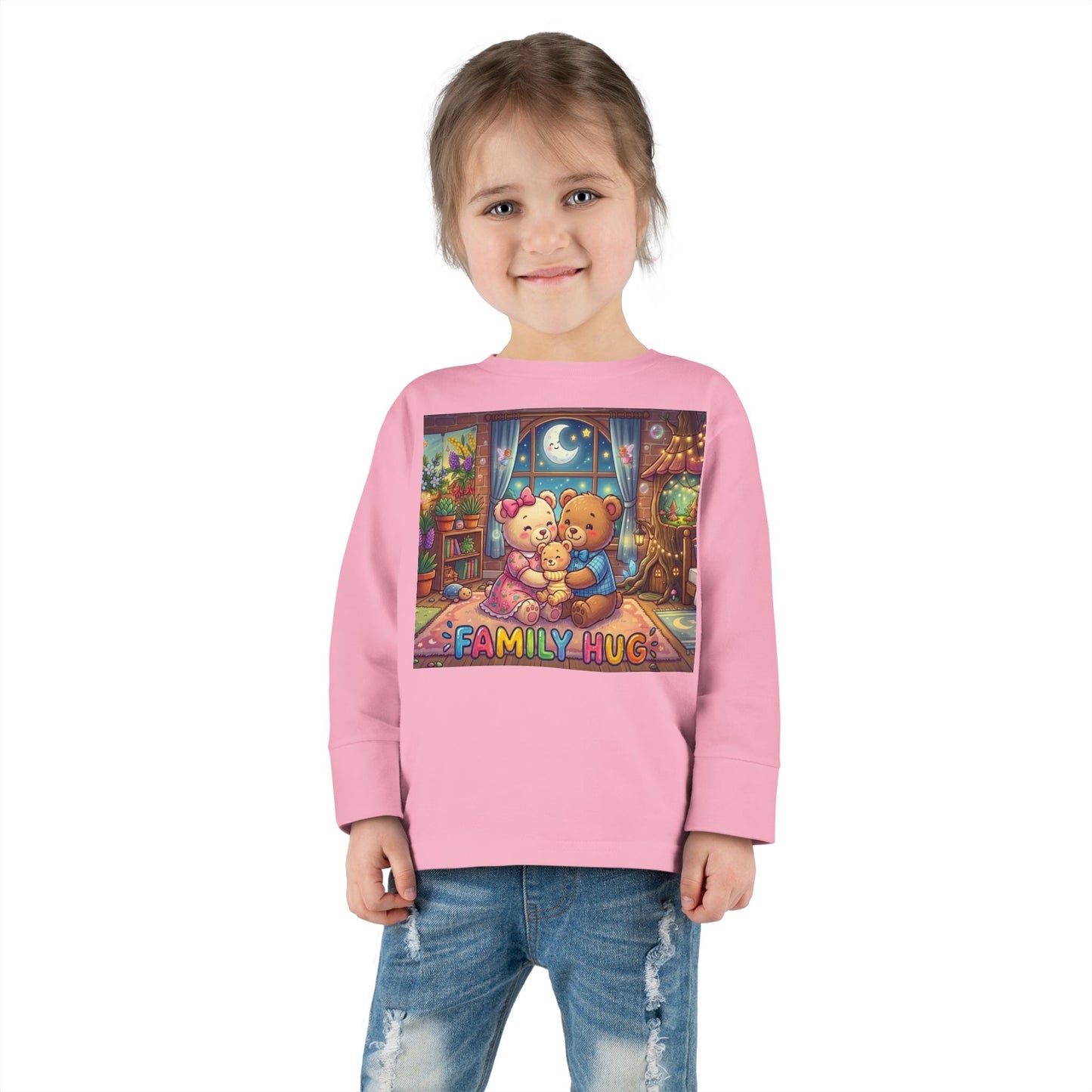 Family Hug Teddy Toddler Long Sleeve Tee