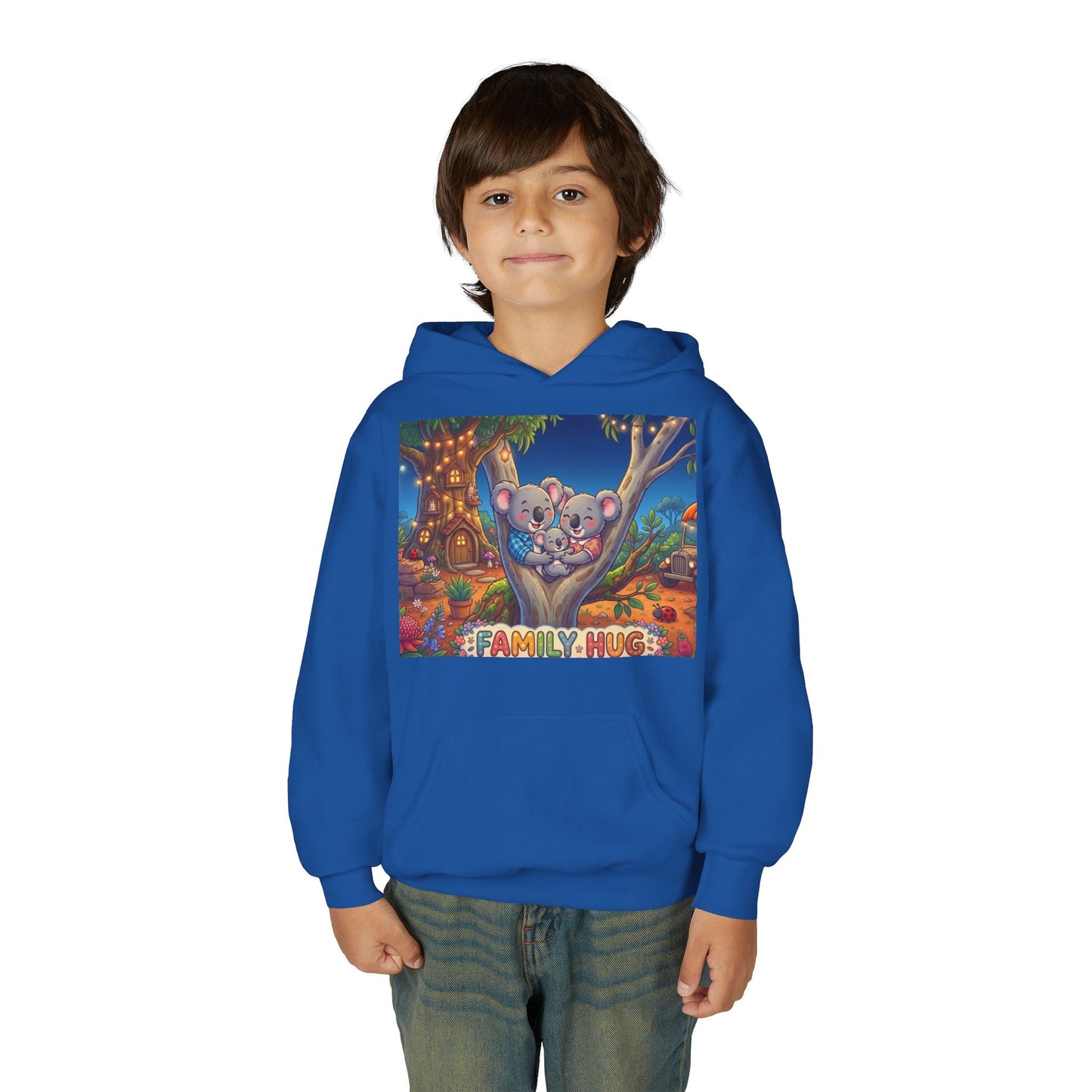 Family Hug Koala Youth Heavy Blend Hooded Sweatshirt