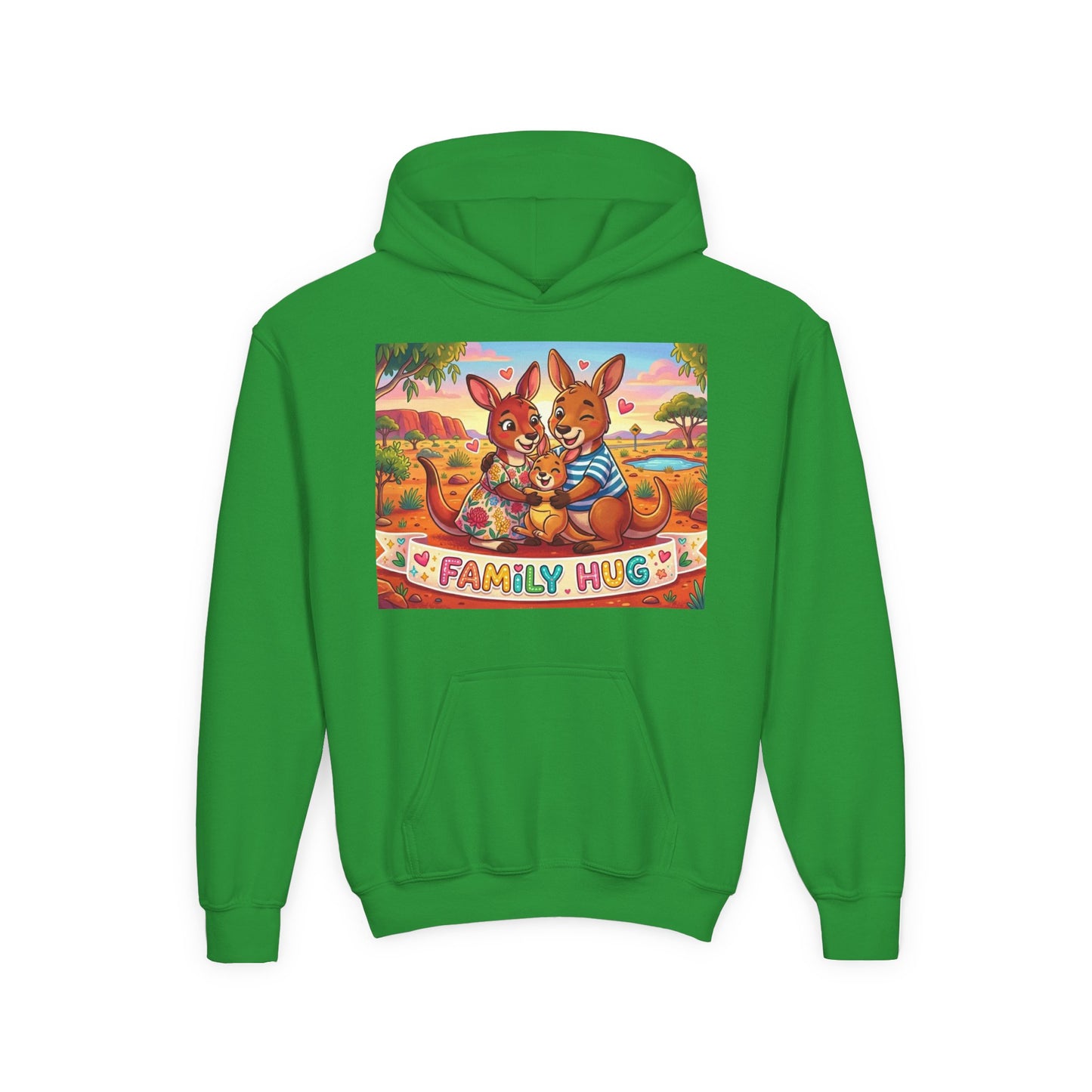 Family Hug Kangaroo Youth Heavy Blend Hooded Sweatshirt